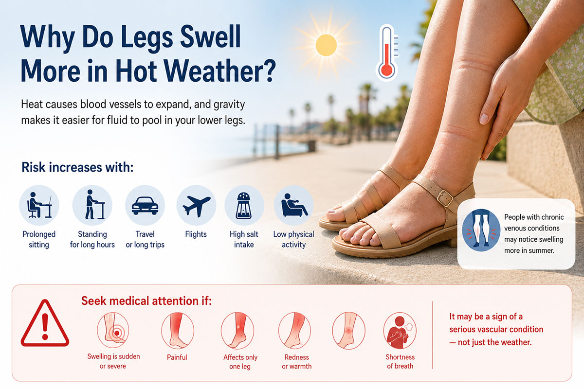 why legs swell more often in hot weather