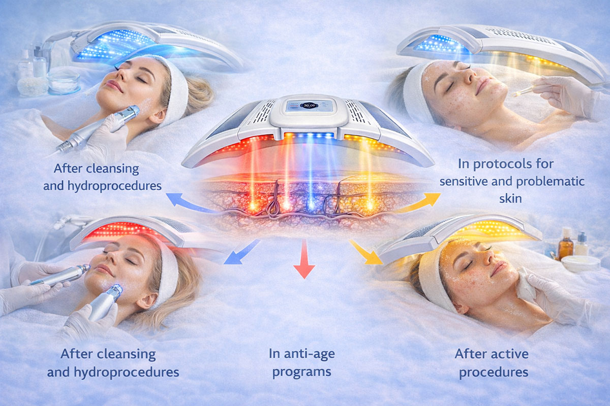 which procedures LED light therapy is combined with