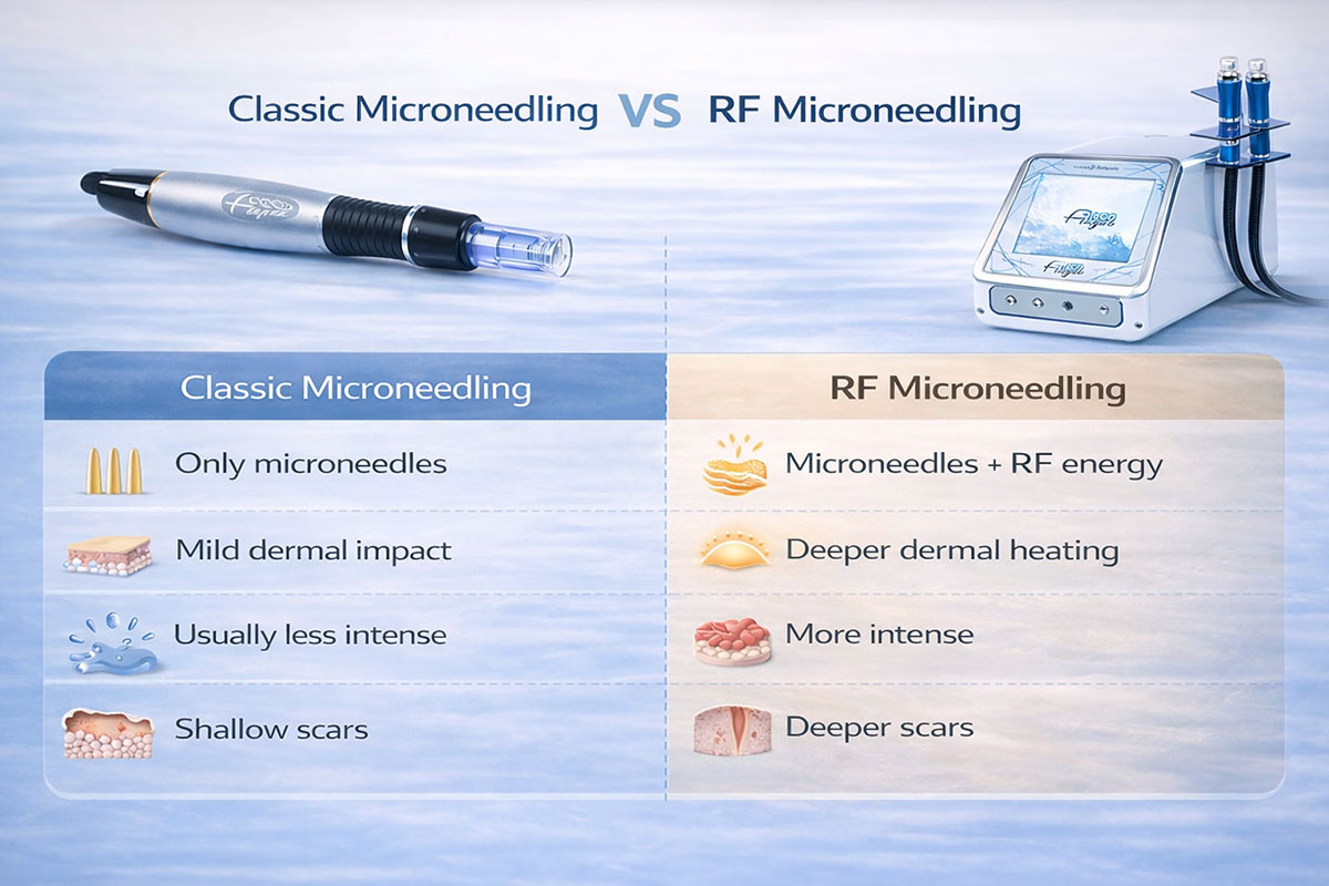 comparison of RF microneedling vs. traditional microneedling